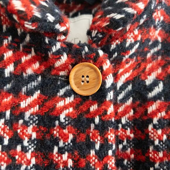 Next Red Blue and White Girl's Wool Blend Peacoat with Sherpa Lining Size 4-5yrs - Picture 3 of 8